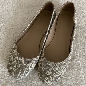 Tory Burch Grey Brown Snakeskin Ballet Flats Sz 6M